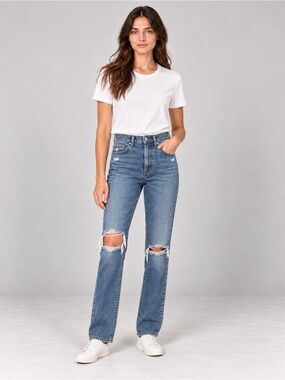 Madewell The Perfect Vintage Jeans Distressed Blue Denim Size 27